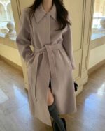 一眼心动的香芋紫大衣 纯手工制作90%羊毛