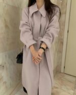 一眼心动的香芋紫大衣 纯手工制作90%羊毛