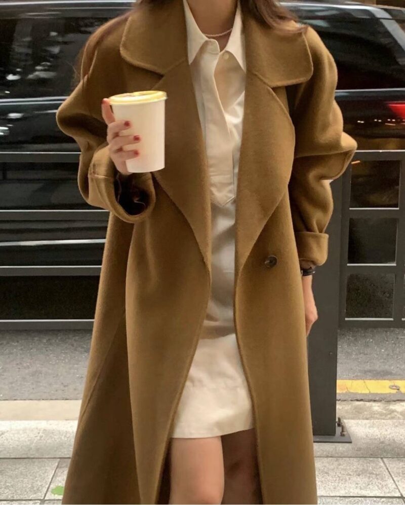 属于冬天的焦糖色 纯手工制作 90羊毛10羊绒