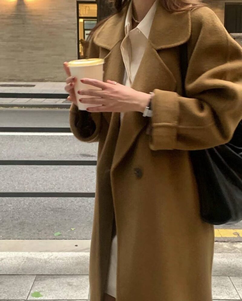 属于冬天的焦糖色 纯手工制作 90羊毛10羊绒