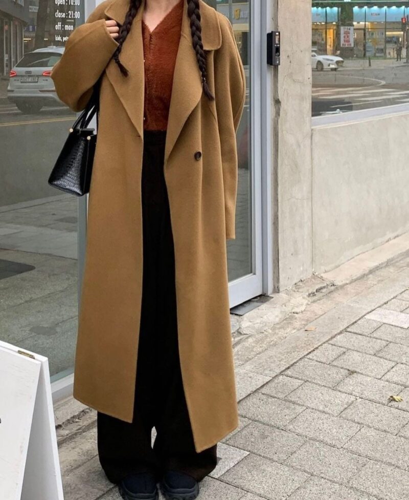 属于冬天的焦糖色 纯手工制作 90羊毛10羊绒