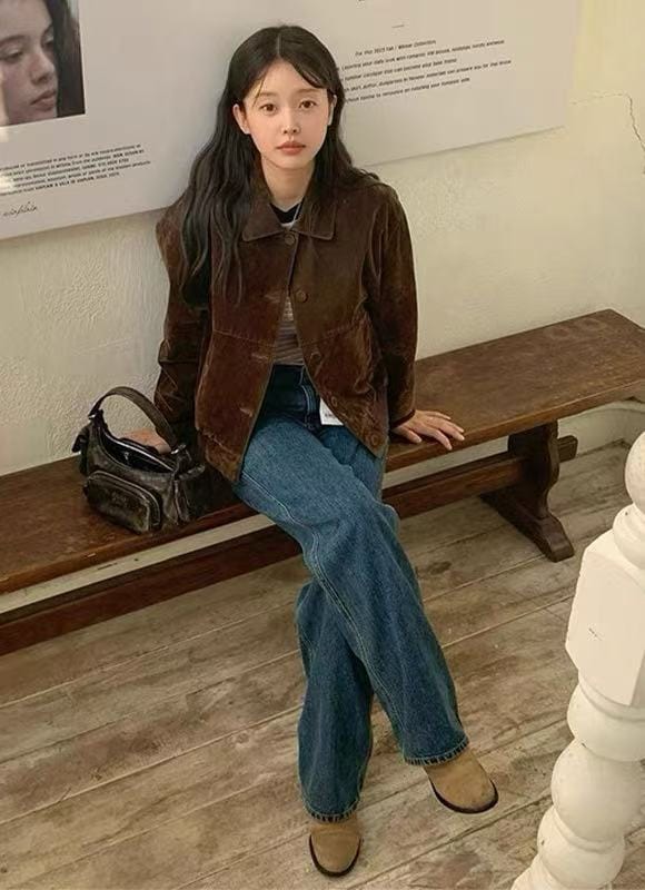 美拉德复古丝绒夹克外套