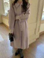 一眼心动的香芋紫大衣 纯手工制作90%羊毛