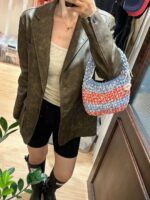 复古做旧pu西装外套