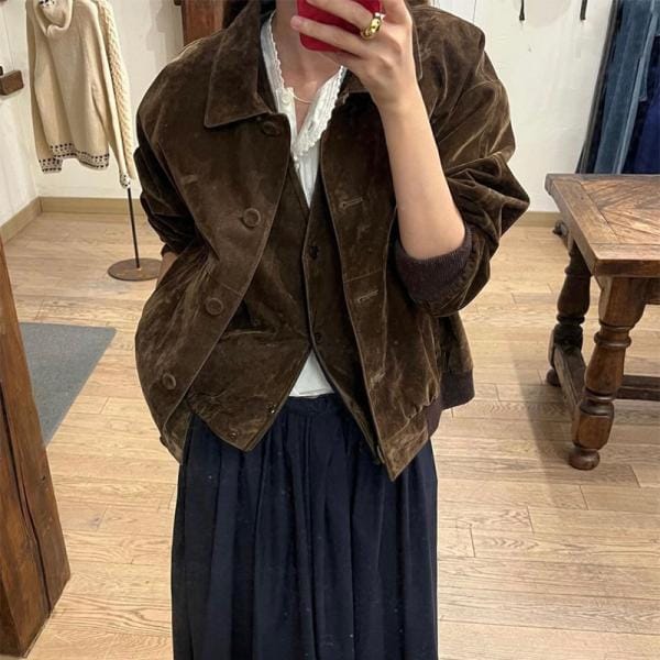 美拉德复古丝绒夹克外套
