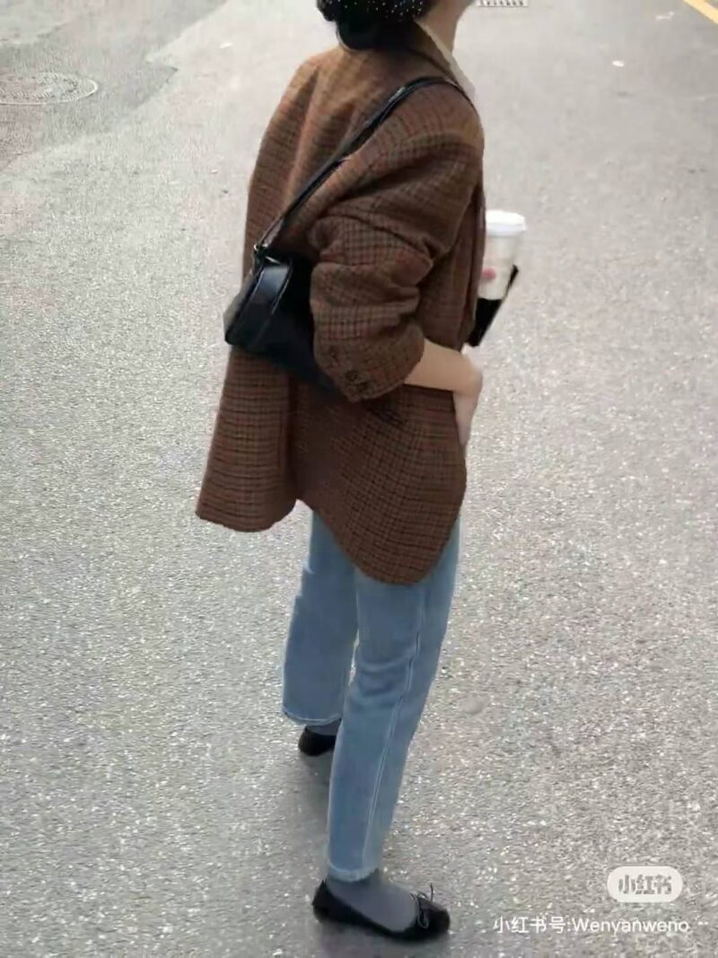 美拉德英伦风复古格子外套 羊毛50%