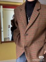 美拉德英伦风复古格子外套 羊毛50%