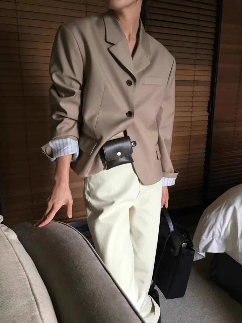 小个子可以入的短款宽松西装外套