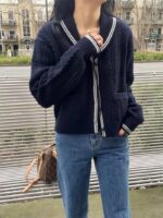 粗针织羊毛海军风毛衣  羊毛20%