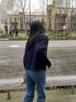 粗针织羊毛海军风毛衣  羊毛20%