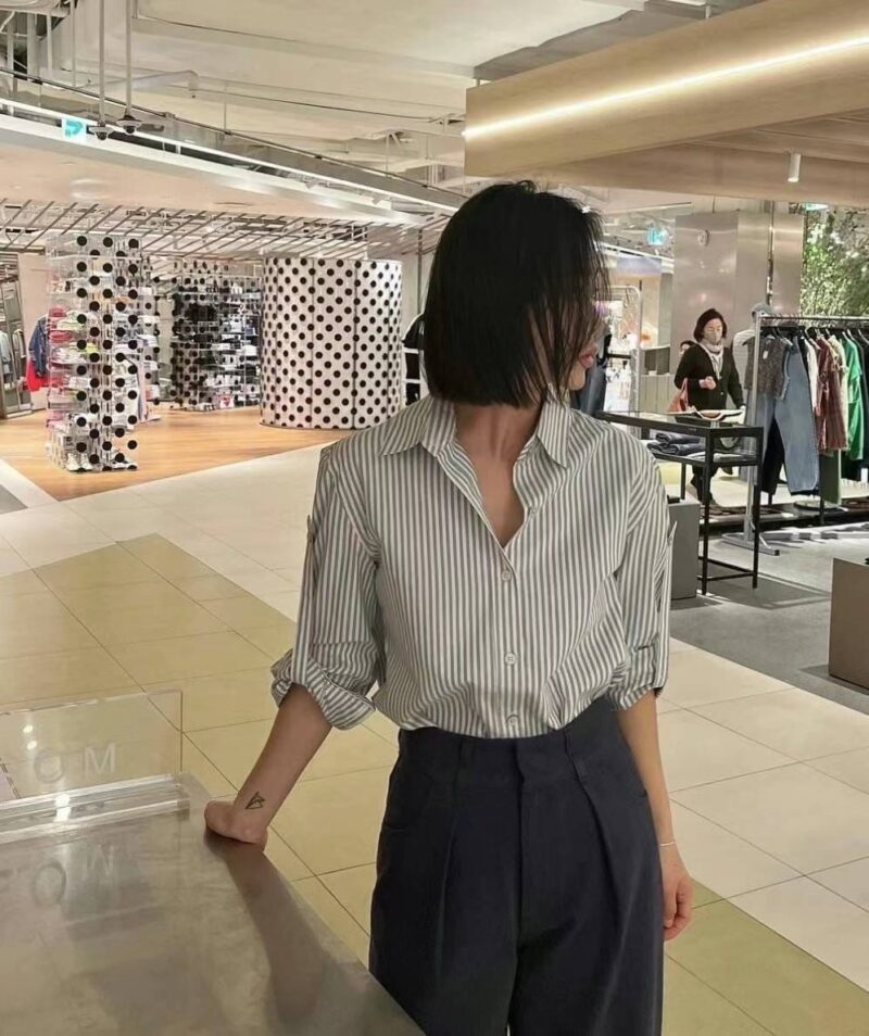 修身款条纹衬衫 通勤必备