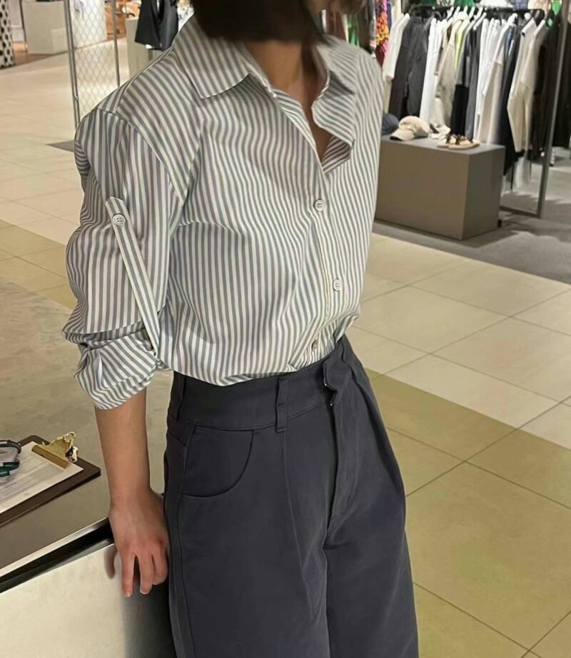 修身款条纹衬衫 通勤必备