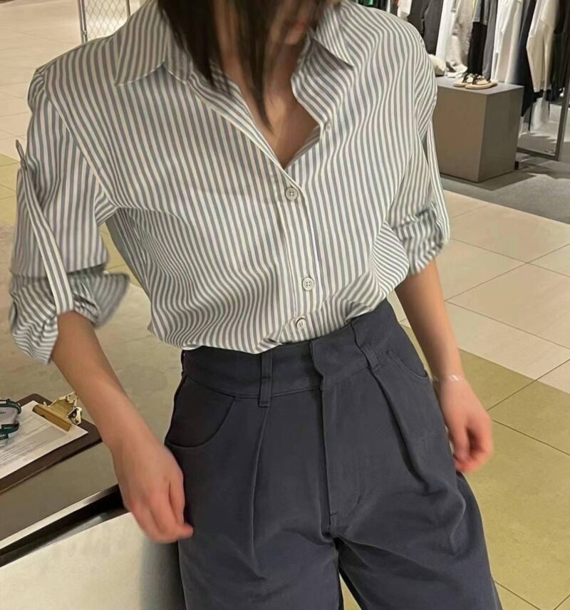 修身款条纹衬衫 通勤必备