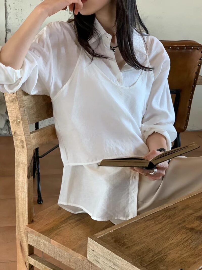 棉麻衬衫两件套