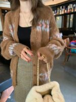 冬日氛围感复古提花毛衣开衫 羊驼毛48%