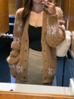 冬日氛围感复古提花毛衣开衫 羊驼毛48%