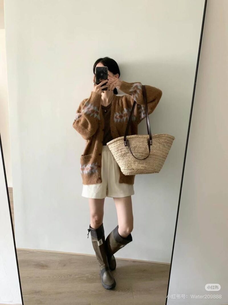 冬日氛围感复古提花毛衣开衫 羊驼毛48%