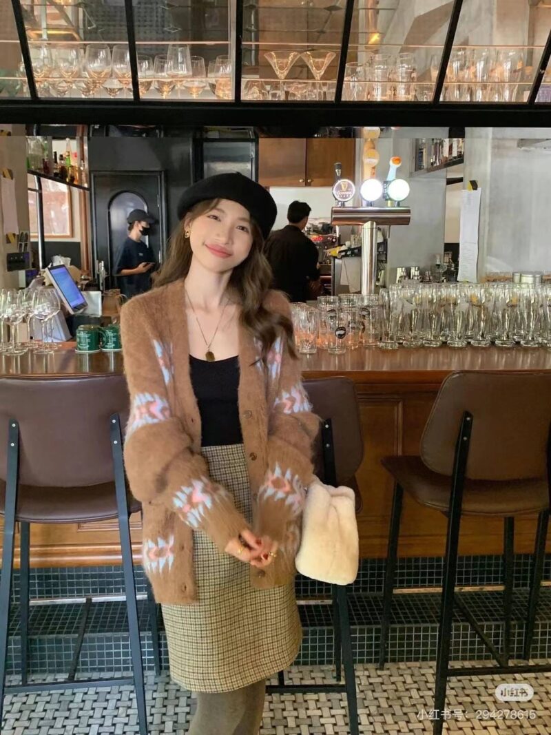 冬日氛围感复古提花毛衣开衫 羊驼毛48%