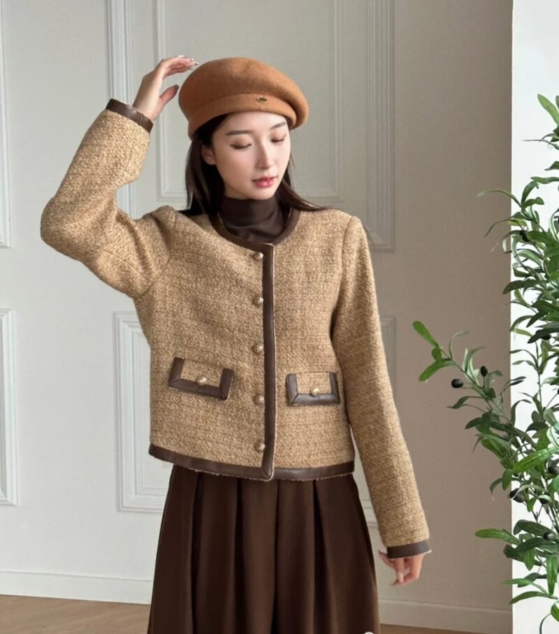 麻料编制的小香风