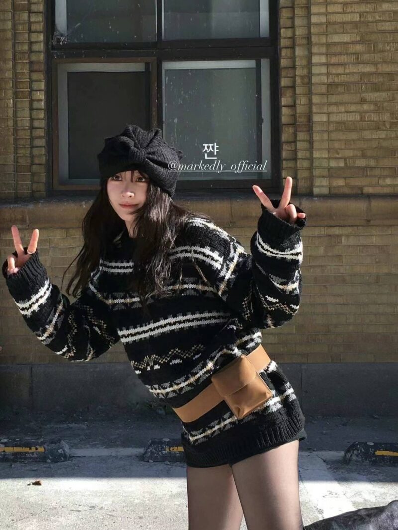 复古配色绝美毛衣 氛围感的神 羊羔毛43%