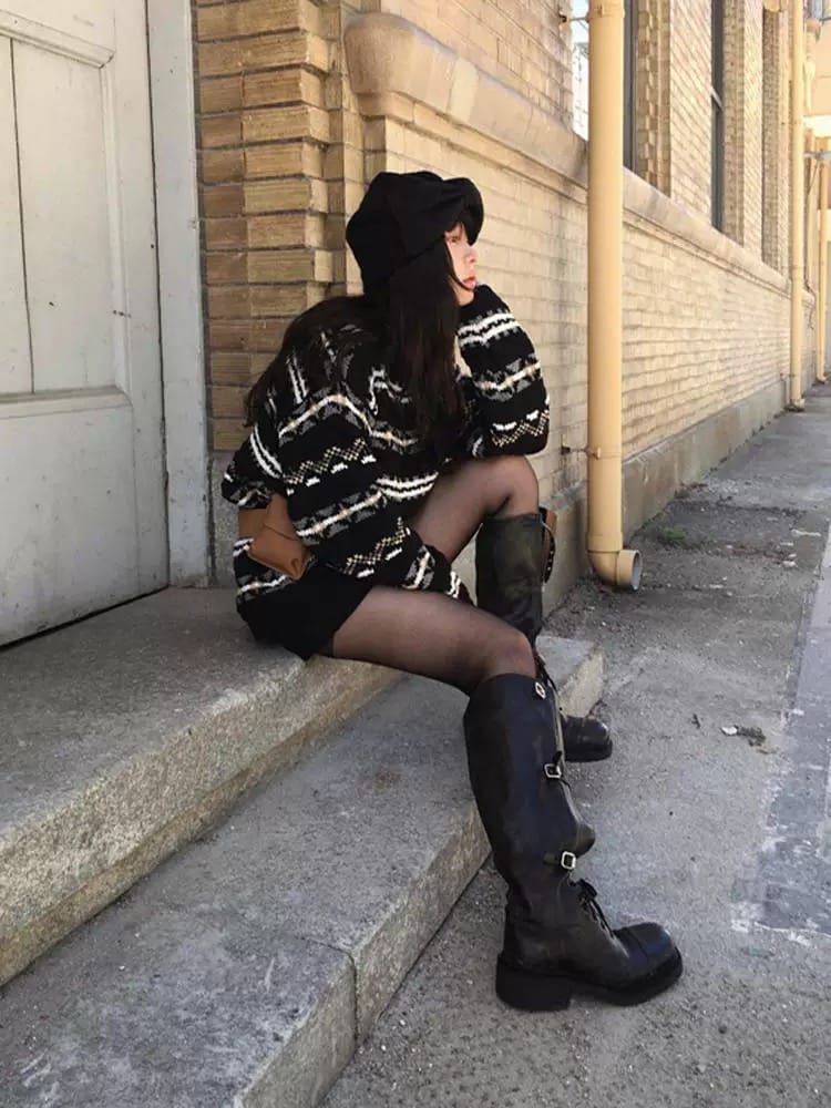 复古配色绝美毛衣 氛围感的神 羊羔毛43%