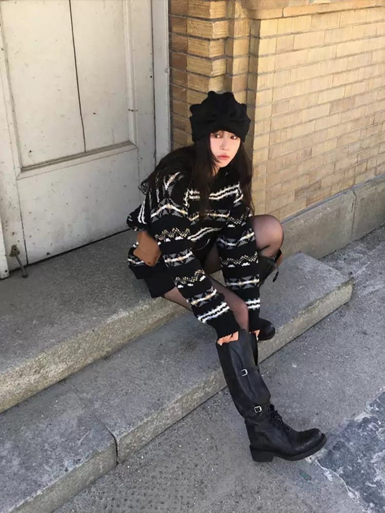 复古配色绝美毛衣 氛围感的神 羊羔毛43%