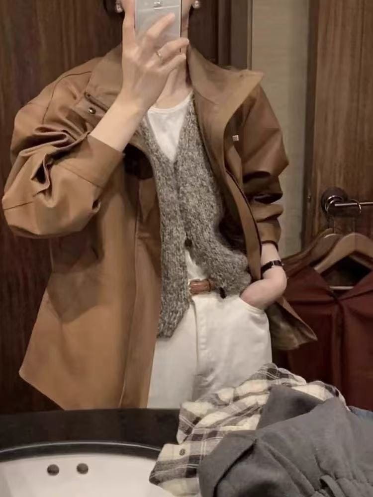 32%马海毛 混色牛角扣百搭马甲