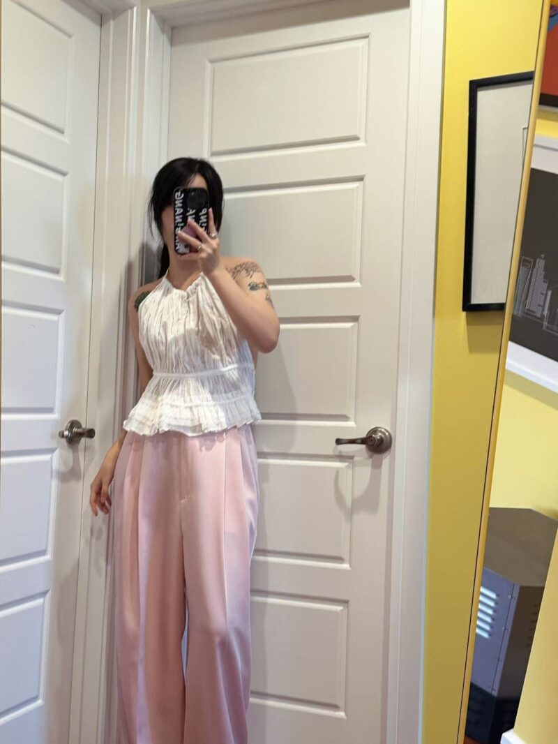 醋酸面料西装裤 绝美樱花粉