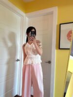 醋酸面料西装裤 绝美樱花粉