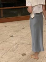 垂感超棒的醋酸面料 珍珠灰半身裙