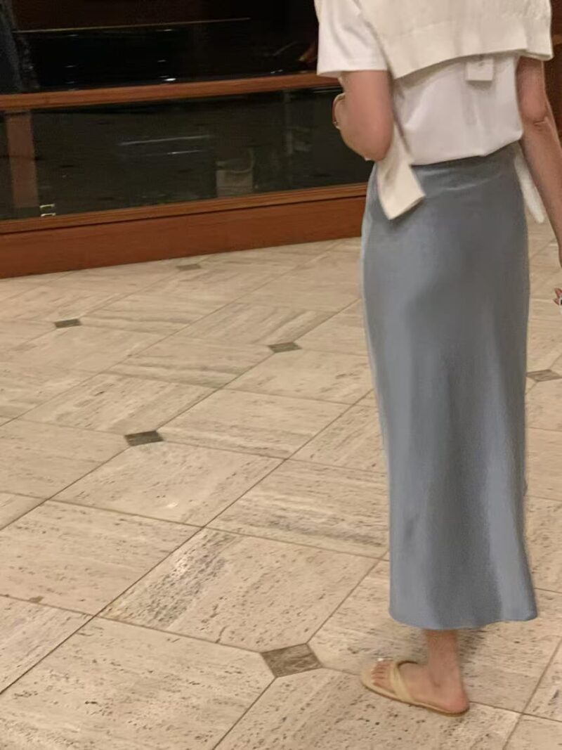 垂感超棒的醋酸面料 珍珠灰半身裙