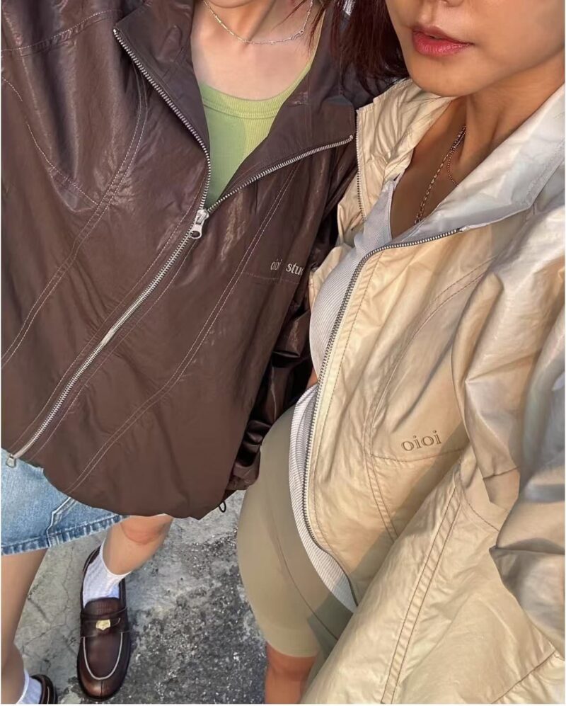 Newjeans 同款复古亮面风衣 [咖色]