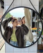 Newjeans 同款复古亮面风衣 [咖色]