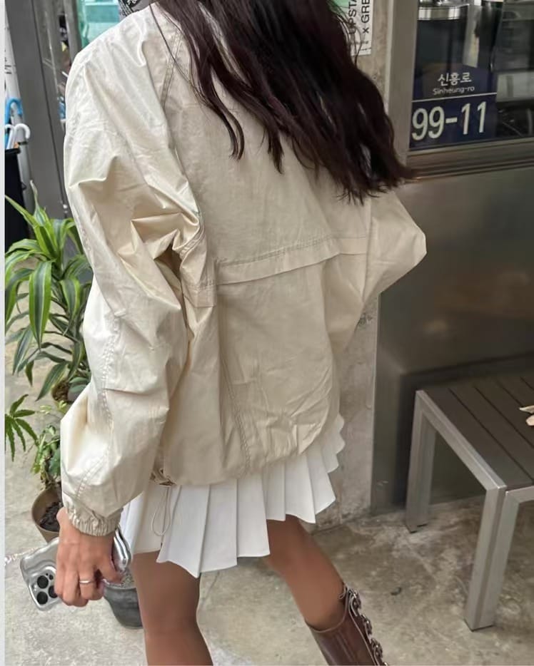 Newjeans 同款复古亮面风衣 [奶油]