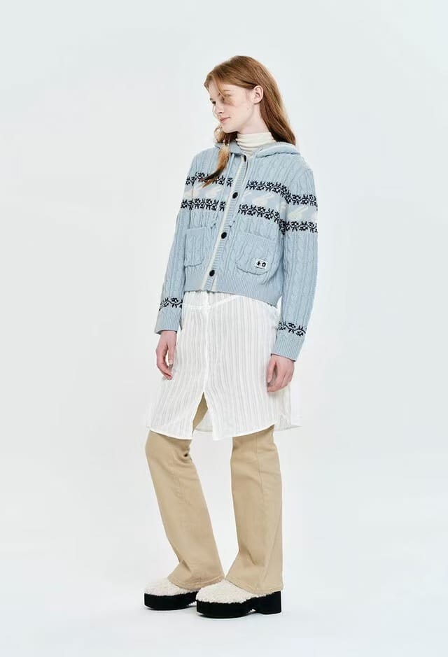 baby蓝费尔岛兔兔连帽开衫