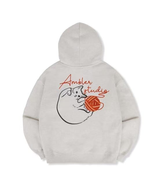 A Stray Cat刺绣连帽加绒卫衣