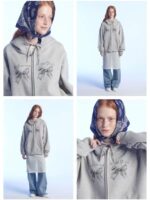 Metal Ribbon双头拉链加绒连帽卫衣