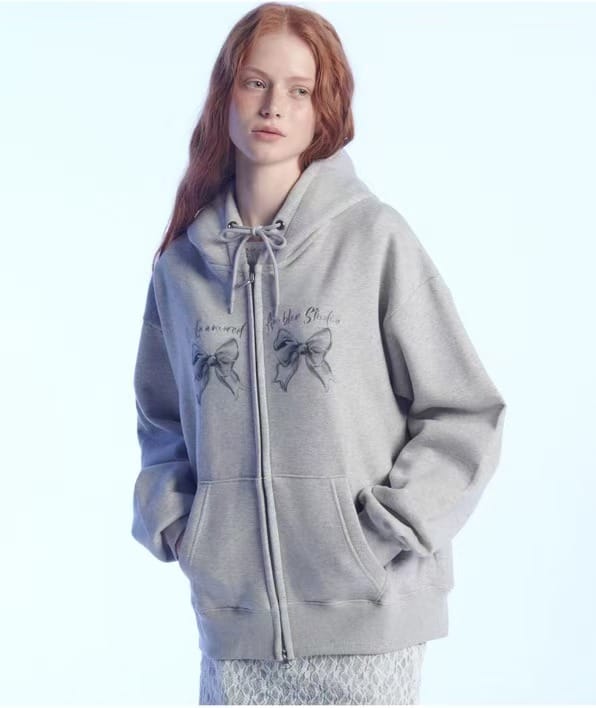 Metal Ribbon双头拉链加绒连帽卫衣