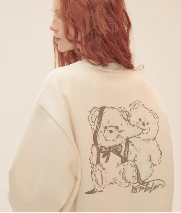 Love Chu Bear蝴蝶结刺绣加绒卫衣