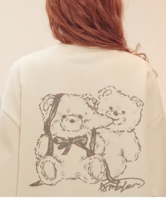 Love Chu Bear蝴蝶结刺绣加绒卫衣