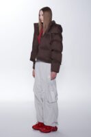 韩国爆款帽子可拆卸面包羽绒服 巧克力色