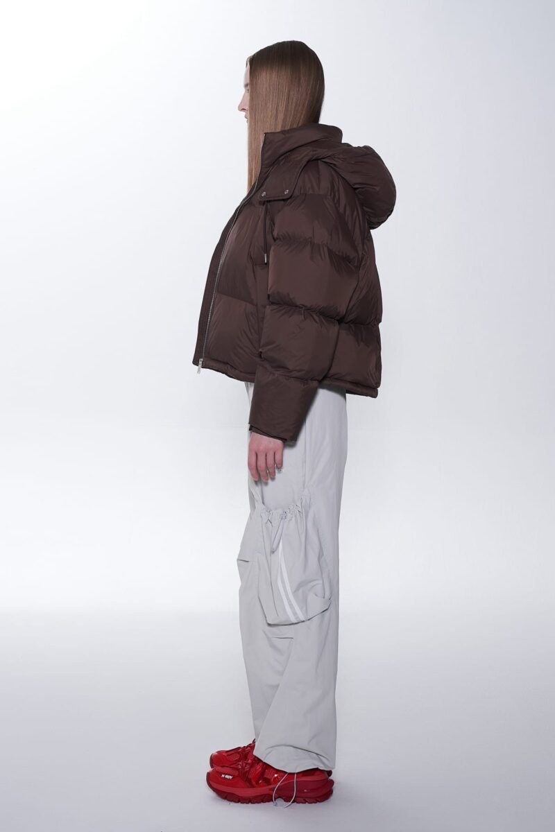 韩国爆款帽子可拆卸面包羽绒服 巧克力色