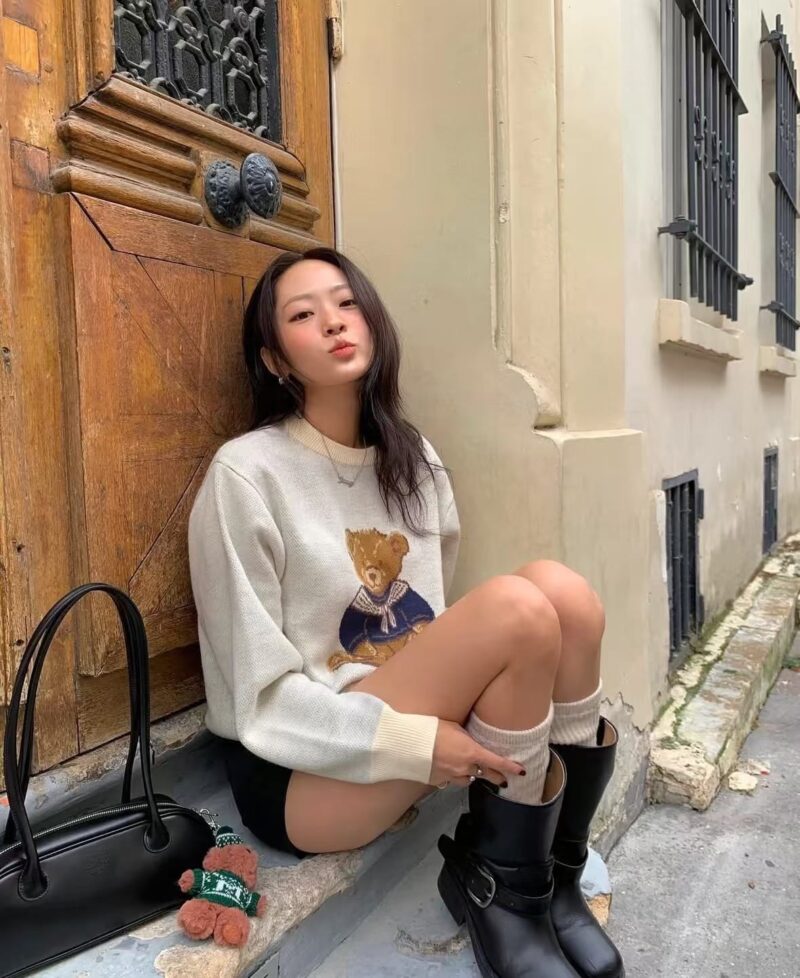 韩国ins大爆款 温柔又可爱的小熊毛衣