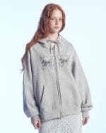 Metal Ribbon双头拉链加绒连帽卫衣