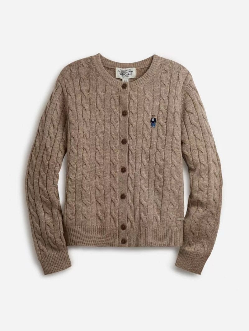 Who.a.u 爆款小熊麻花针织 燕麦色