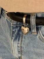 LEONIE 100%牛皮爱心吊坠皮带