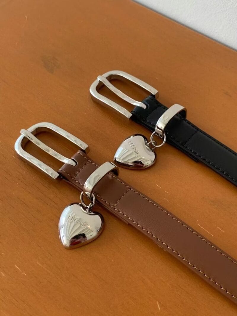 LEONIE 100%牛皮爱心吊坠皮带