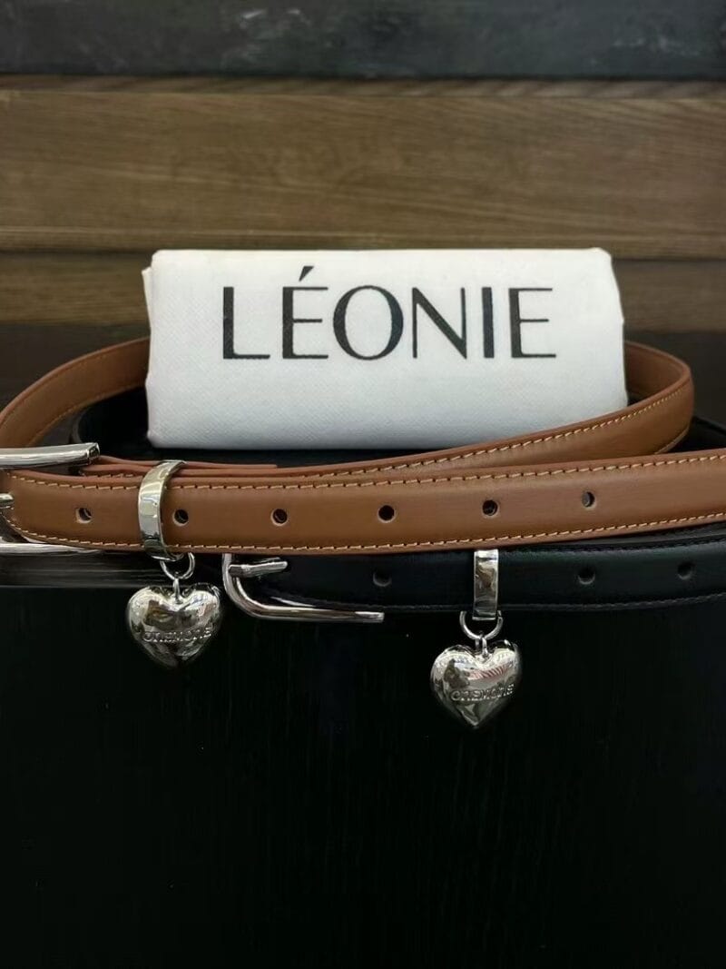 LEONIE 100%牛皮爱心吊坠皮带