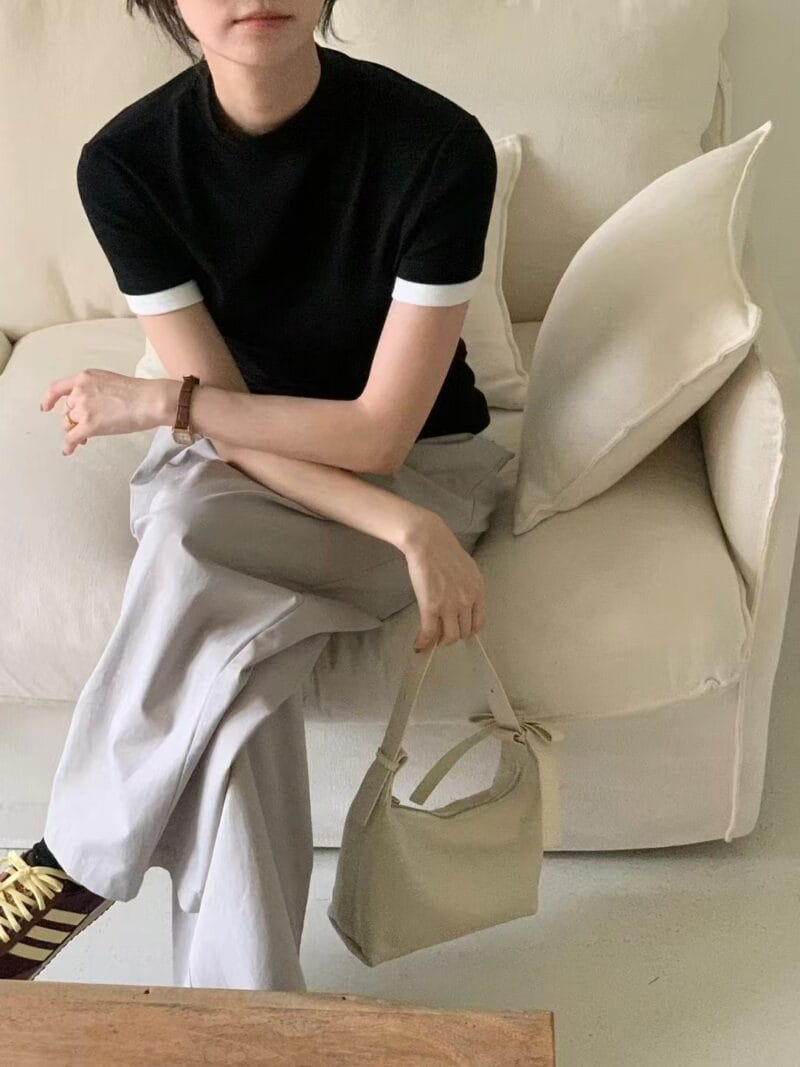 LEONIE 100%荔枝纹牛皮 蝴蝶结腋下包