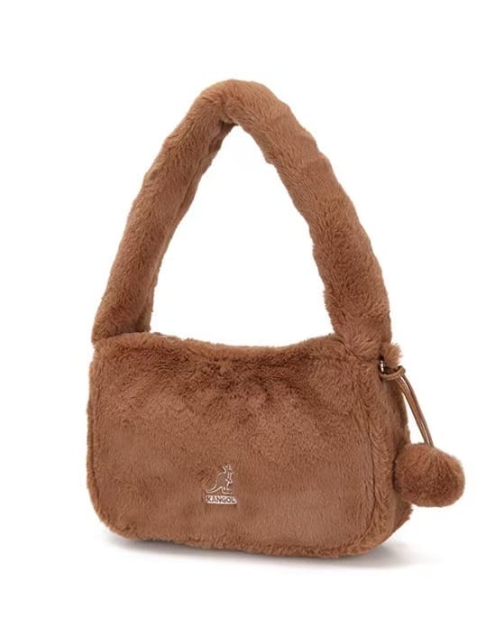 Kangol 触感超好的毛绒绒腋下包 咖色